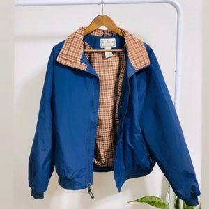 L.L. Bean Flannel Lined Jacket - Blue, Size Large